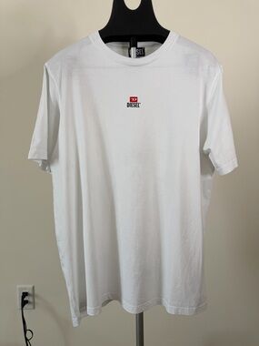 Diesel White Short Sleeve Logo Crew Tee